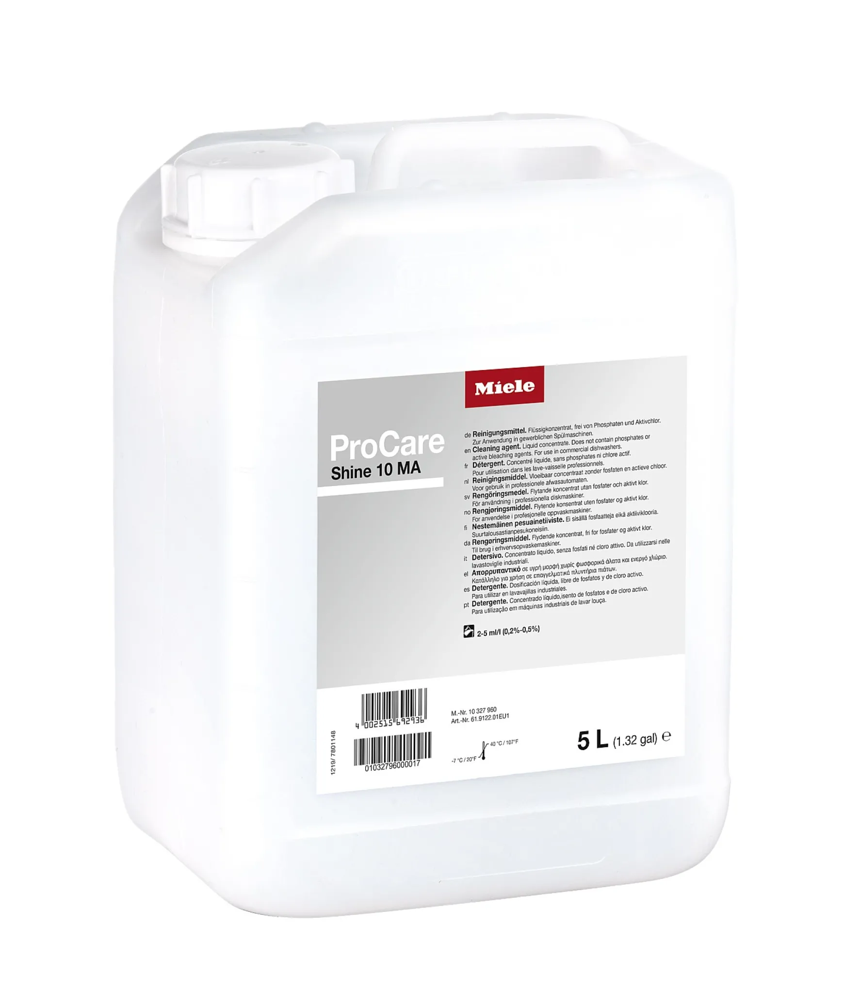 Liquid Detergent, Mildly Alkaline, 5 L<Miele Best